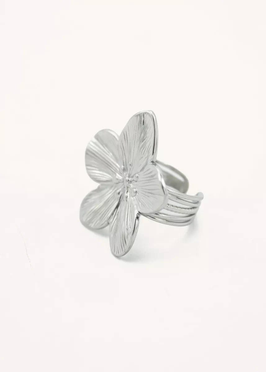 Mi Vida Mi Vida Ring met grote bloem | Zilver