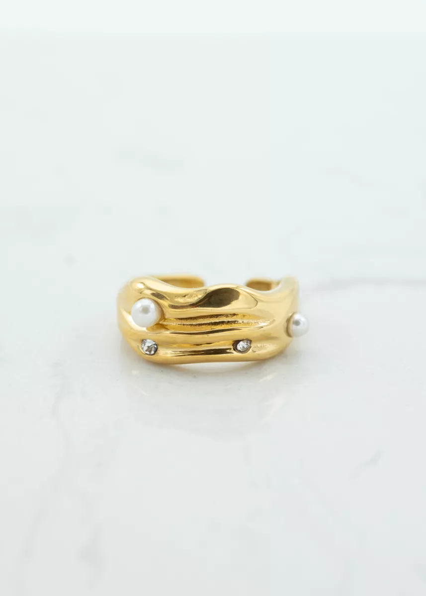 Mi Vida Mi Vida Statement ring met parels | Goud