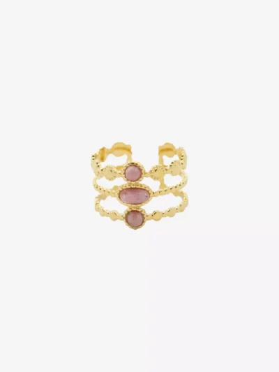 Mi Vida Mi Vida Statement ring roze steentjes | Goud