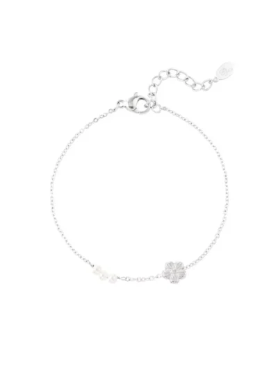 Yehwang Yehwang Armband bloem met parels | Zilver