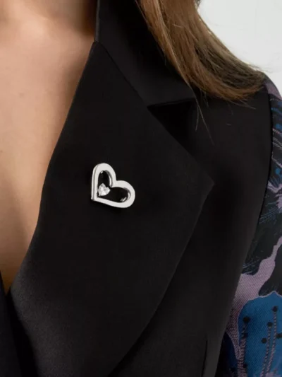 Yehwang Yehwang Broche bling heart | Zilver
