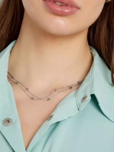 Yehwang Yehwang Dubbele ketting met blokjes | Zilver