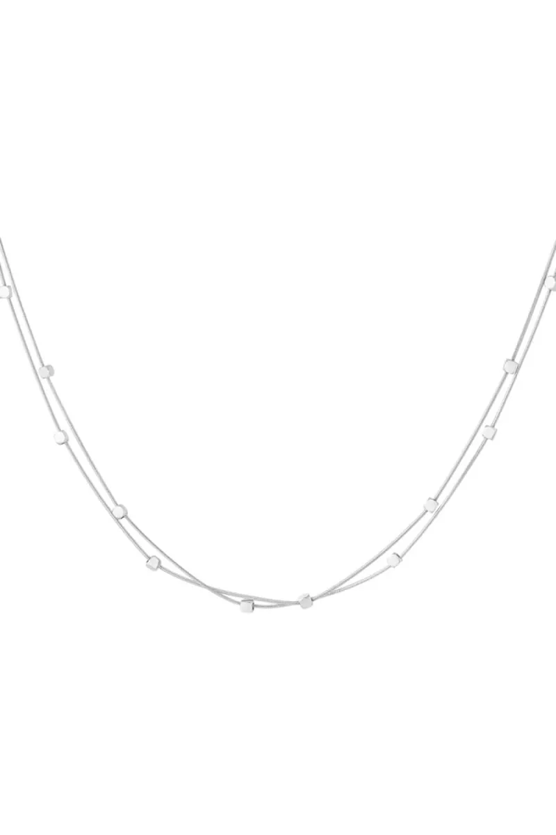 Yehwang Yehwang Dubbele ketting met blokjes | Zilver