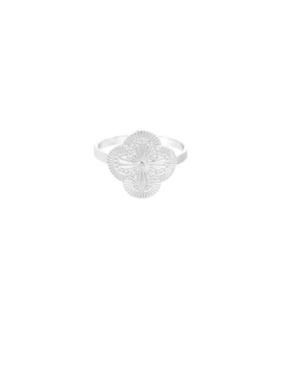 Yehwang Yehwang Klaver ring met structuur | Zilver