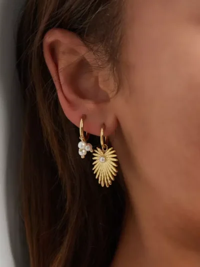 Yehwang Yehwang Oorbellen palm parel | Zilver