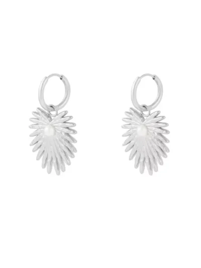 Yehwang Yehwang Oorbellen palm parel | Zilver