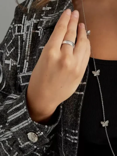 Yehwang Yehwang Ring gestreept | Zilver