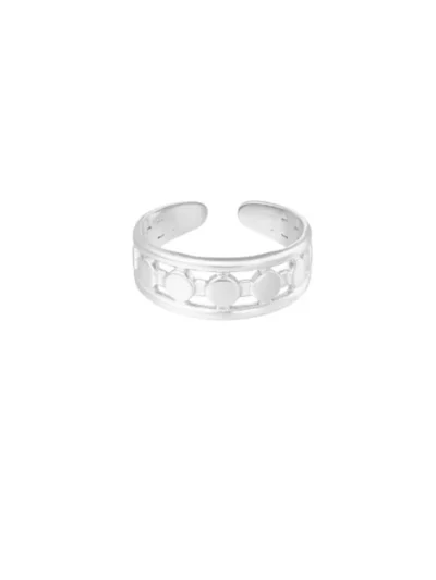 Yehwang Yehwang Ring lijnen met dots | Zilver