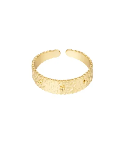 Yehwang Yehwang Ring met sierljke print | Goud