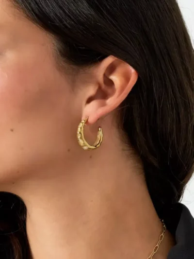 Yehwang Yehwang Textured Hoops oorbellen | Goud