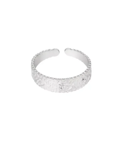 Yehwang Yehwang Ring met sierljke print | Zilver
