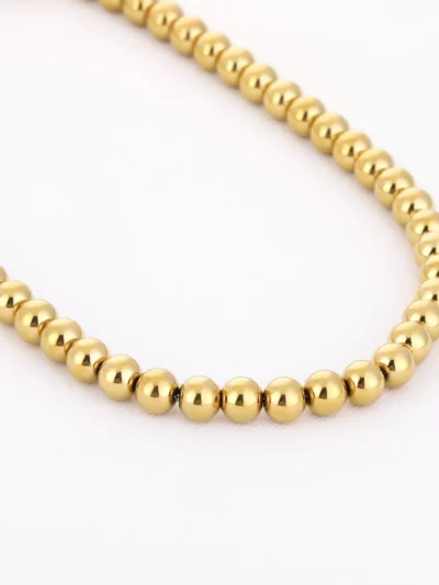 Sunsetfashio Sunsetfashio 8mm RVS kralen ketting | Goud