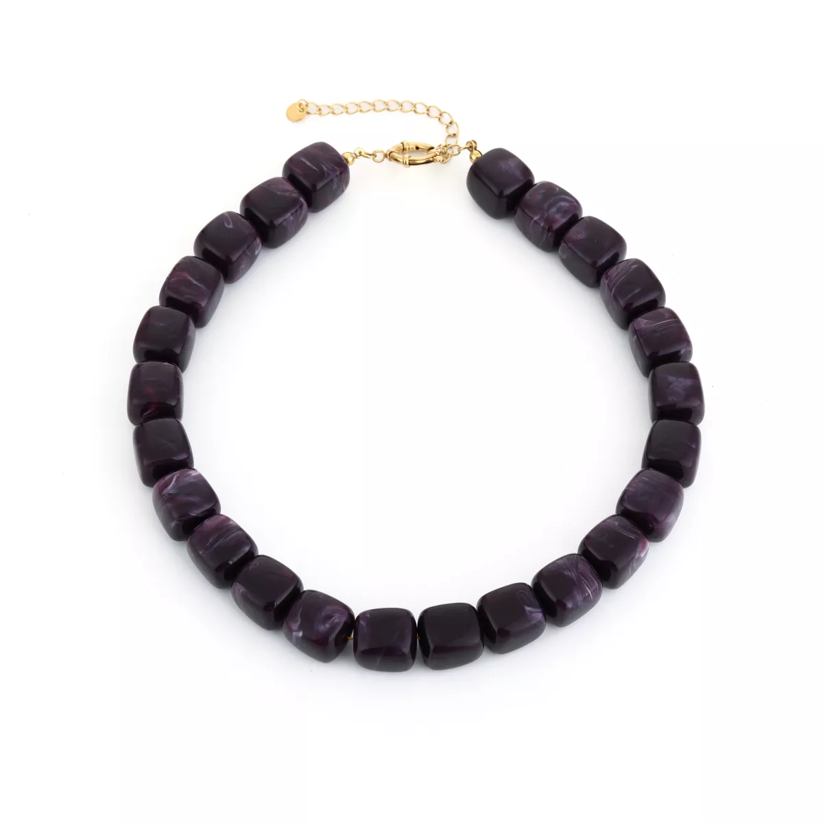 Sunsetfashio Vierkanten kralen ketting | Paars 1 Sunsetfashio Sunsetfashio Vierkanten kralen ketting | Paars