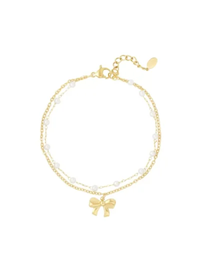 Yehwang Yehwang Armband met strik en parels | Goud