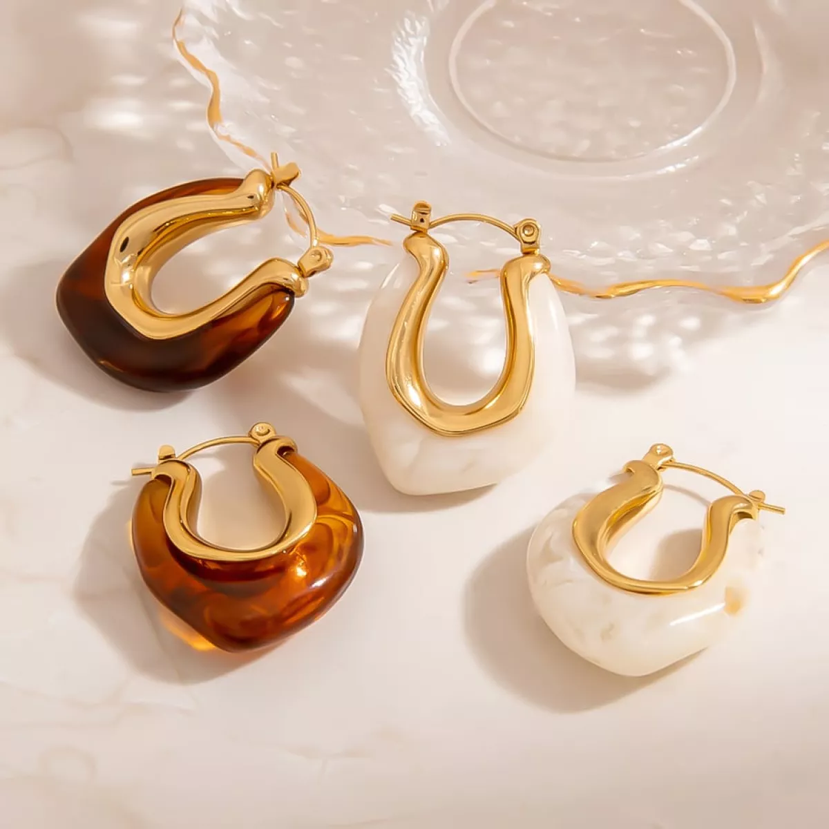 Yehwang Gevormde damesoorbel | Bruin 2 Yehwang Yehwang Gevormde damesoorbel | Bruin