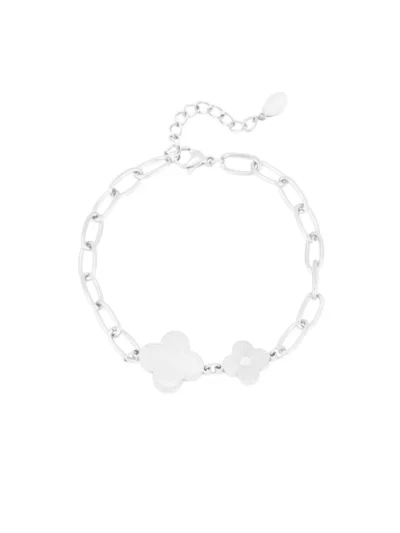 Yehwang Yehwang Schakelarmband met klavers | Zilver