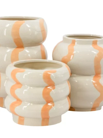 Manoon Manoon Aardewerk vaas lines oranje | Wit