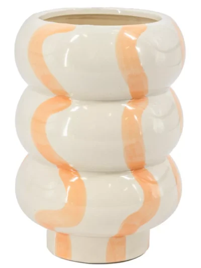Manoon Manoon Aardewerk vaas lines oranje | Wit