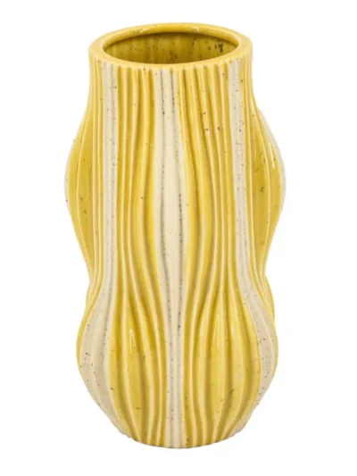 Manoon Manoon Aardewerk vaas stripes mustard | Geel