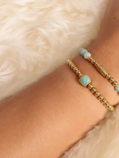 My Bendel My Bendel Armband Amazonite edelsteen | Goud