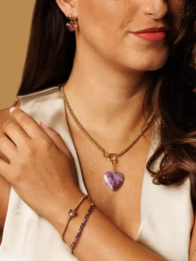 My Bendel My Bendel Armband Amethyst hartbedel | Goud