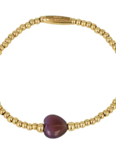 My Bendel My Bendel Armband Amethyst hartbedel | Goud