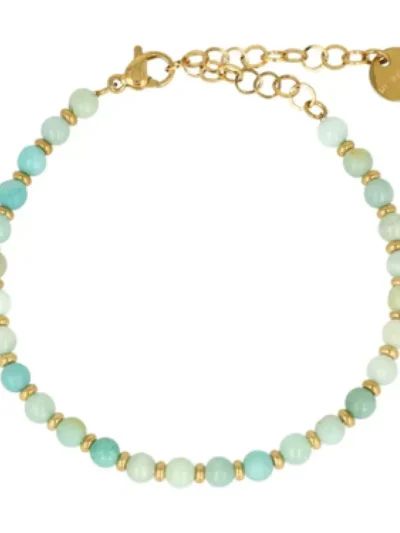 My Bendel My Bendel Armband met Amazonite kralen | Goud