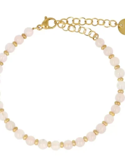 My Bendel My Bendel Armband met Rose Quartz kralen | Goud