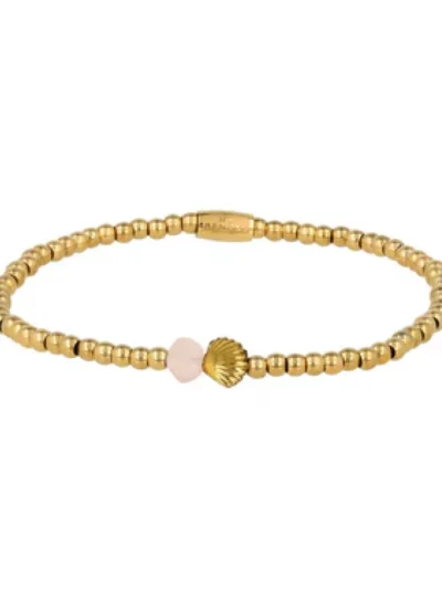 My Bendel My Bendel Armband Rose Quartz schelp | Goud