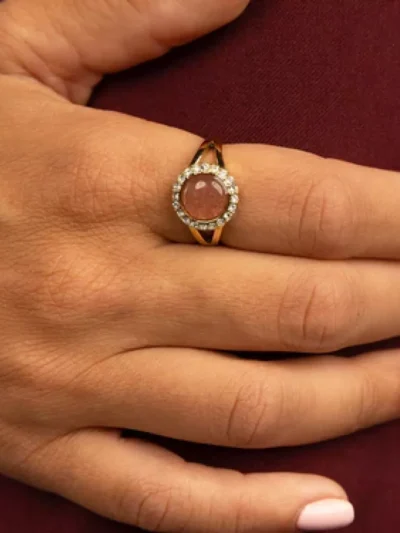 My Bendel My Bendel Berry quartz ring sprankelend | Goud