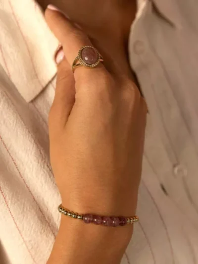 My Bendel My Bendel Edelsteen armband berry quartz | Goud