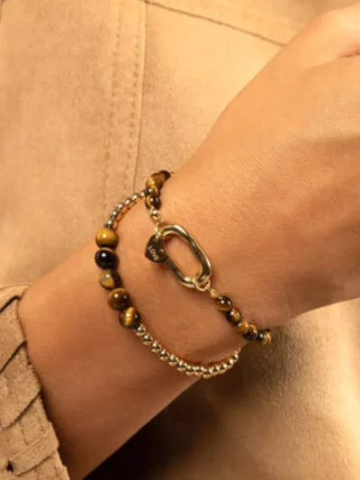 My Bendel My Bendel Edelsteen armband tiger eye | Goud