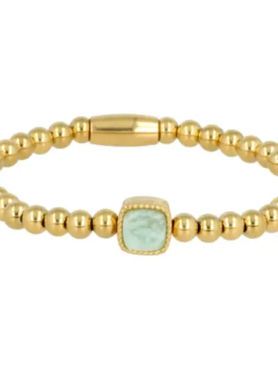 My Bendel My Bendel Elastische armband Amazonite | Goud