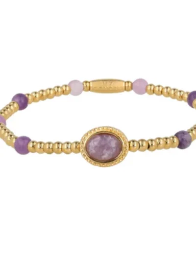My Bendel My Bendel Elastische armband LilacQuartz | Goud