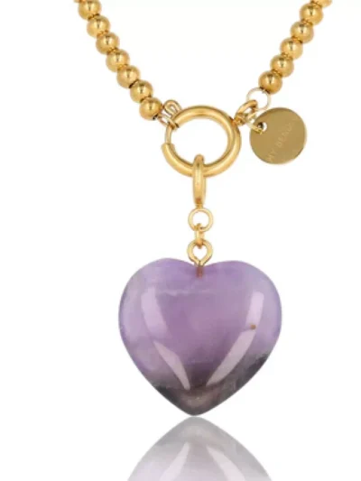 My Bendel My Bendel Ketting met Amethyst hart | Goud