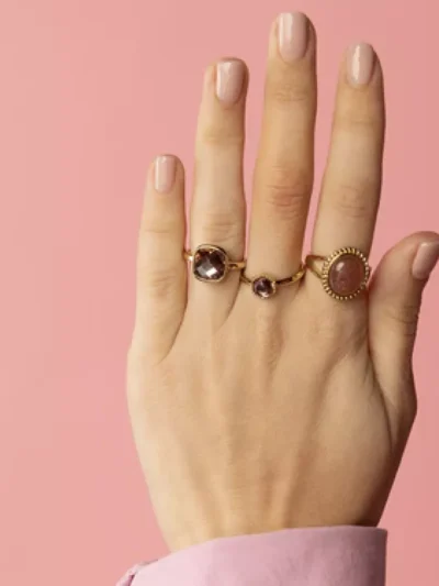 My Bendel My Bendel Ring donkerroze glassteen | Goud