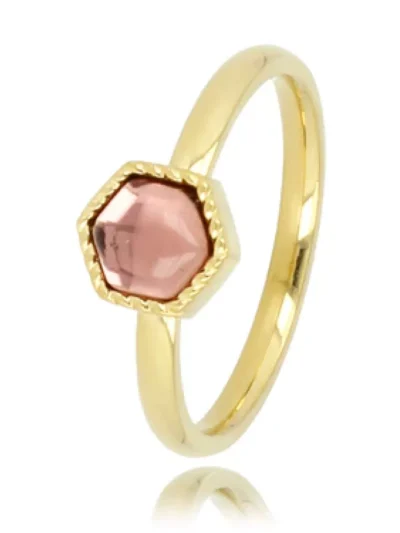 My Bendel My Bendel Ring donkerroze glassteen | Goud