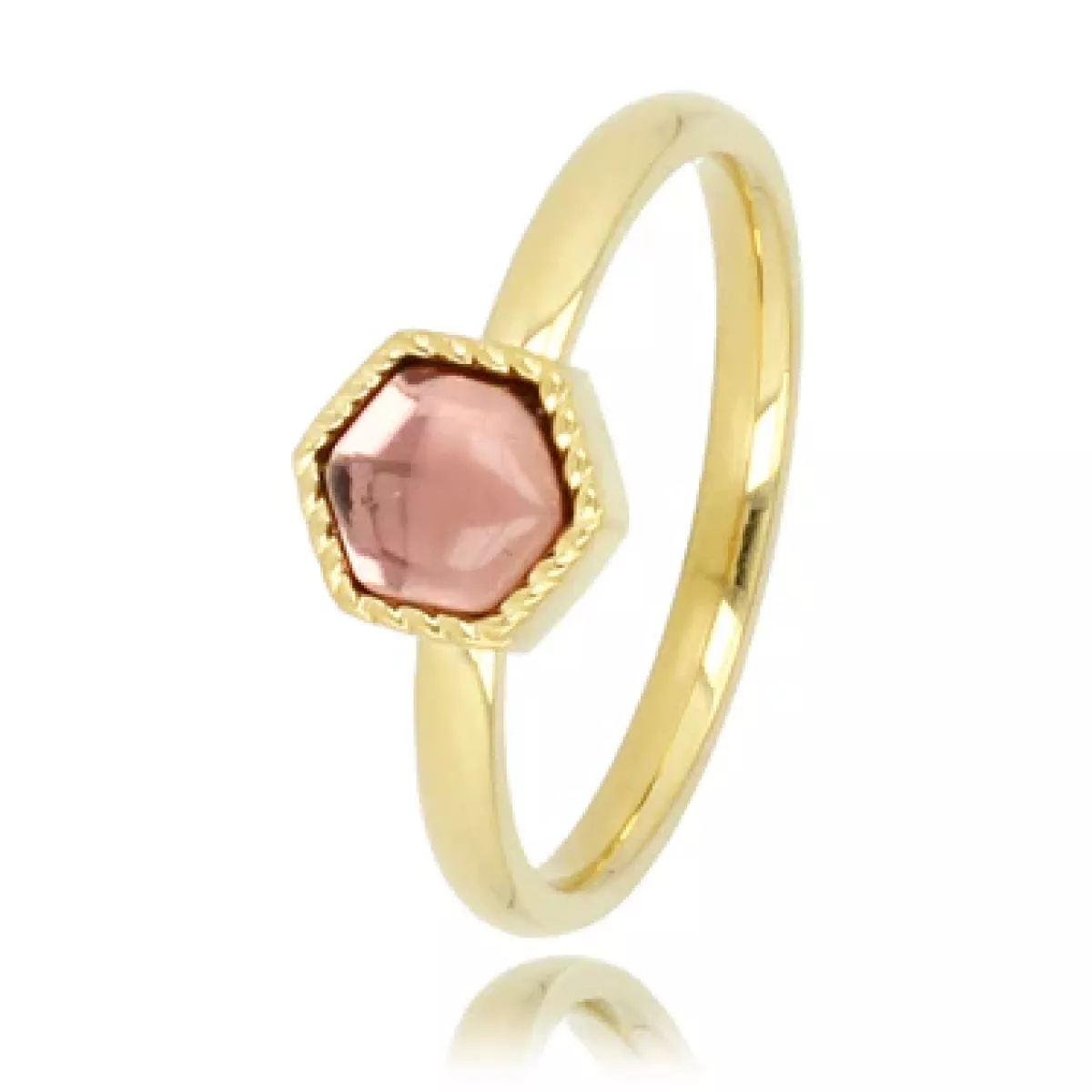My Bendel Ring donkerroze glassteen | Goud 1 My Bendel My Bendel Ring donkerroze glassteen | Goud