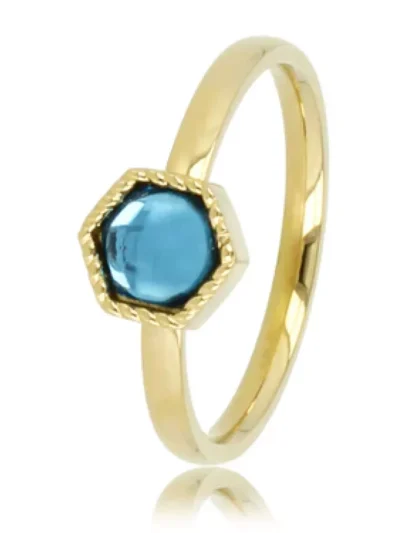 My Bendel My Bendel Ring met blauwe glassteen | Goud