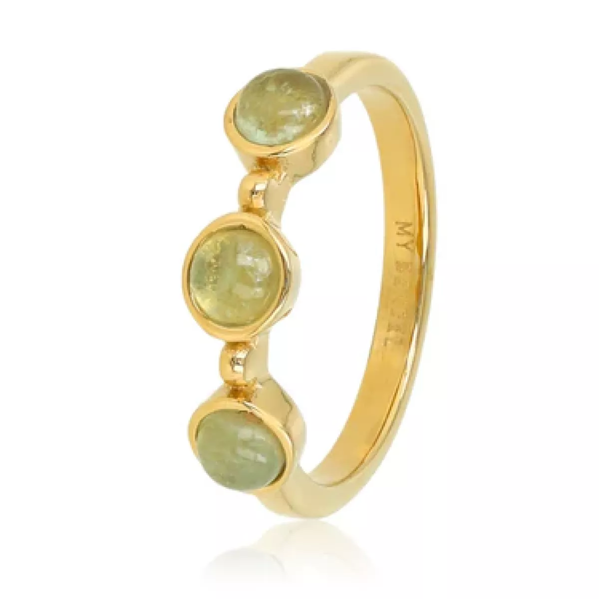 My Bendel Ring met drie Green Fluorite | Goud 1 My Bendel My Bendel Ring met drie Green Fluorite | Goud