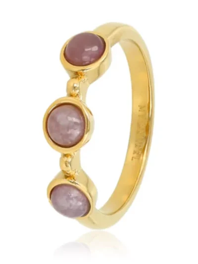 My Bendel My Bendel Ring met drie Lilac Quartz | Goud