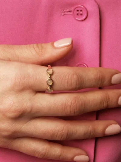 My Bendel My Bendel Ring met drie Rose Quartz | Goud