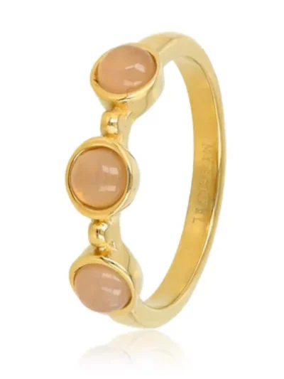 My Bendel My Bendel Ring met drie Rose Quartz | Goud