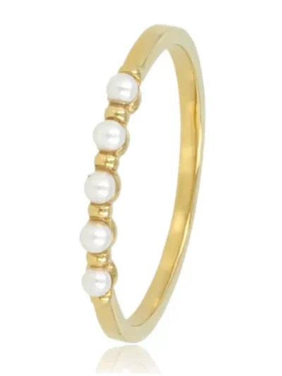 My Bendel My Bendel Ring met kleine witte parels | Goud