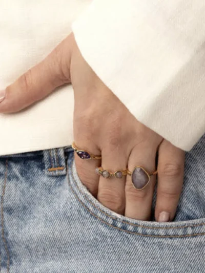 My Bendel My Bendel Ring met violet glassteen | Goud