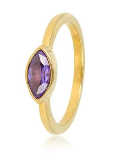 My Bendel My Bendel Ring met violet glassteen | Goud