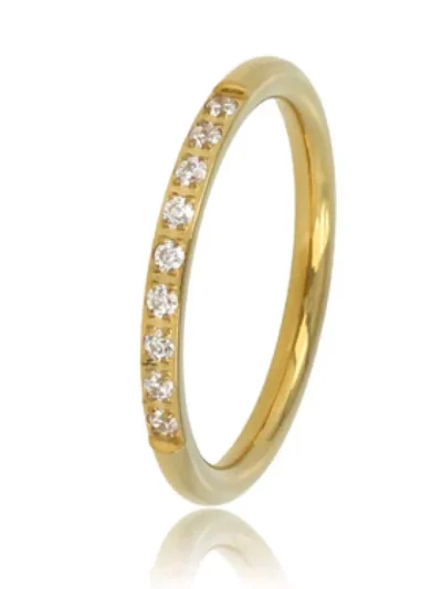 My Bendel My Bendel Ring met witte zirkonia steen | Goud