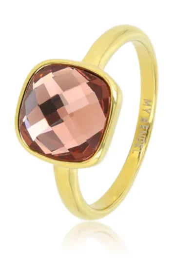 My Bendel My Bendel Ring roze kristal glassteen | Goud