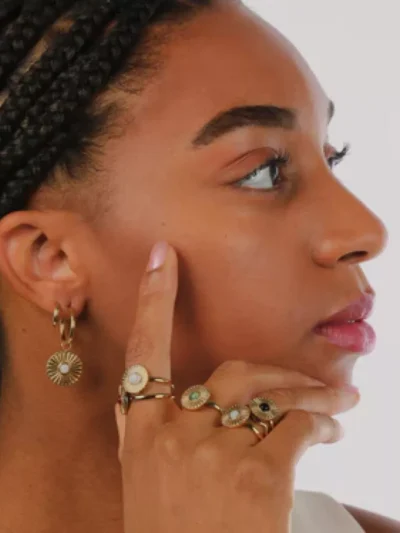 My Bendel My Bendel Ring zonnetje Amazonite | Goud