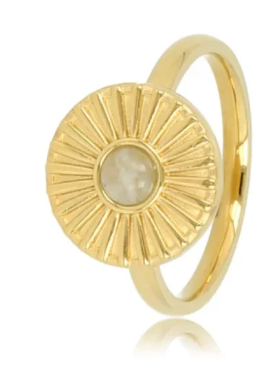 My Bendel My Bendel Ring zonnetje Amazonite | Goud